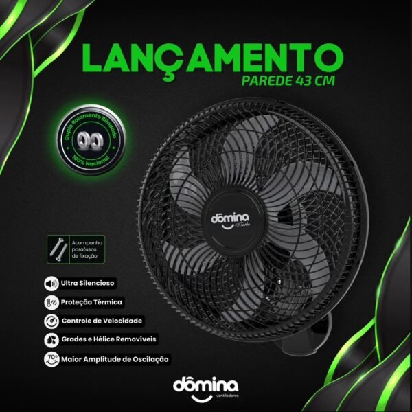 Ventilador de Parede Domina 43cm Titanium 127V