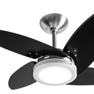 Ventilador Tron Azzam Alumínio Escovado 04 Pás Pretas 130W 127V