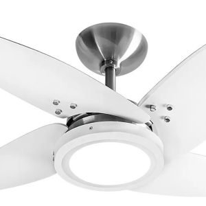 Ventilador Tron Azzam Alumínio Escovado 04 Pás Brancas 130W 127V