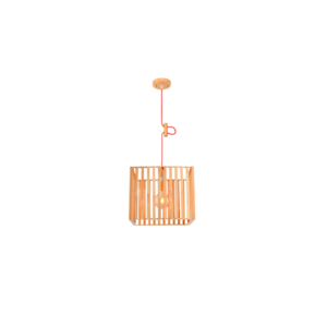 Pendente Oka Cube E27 23X19CM Madeira Crua Avant