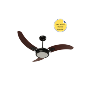 Ventilador de teto Infinity Soft 2002 Preto Led 18w 3000k 3pás Mdf Tabaco 127v